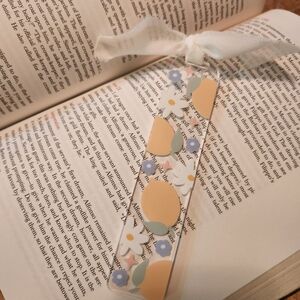 Acrylic lemon bookmark with ribbon